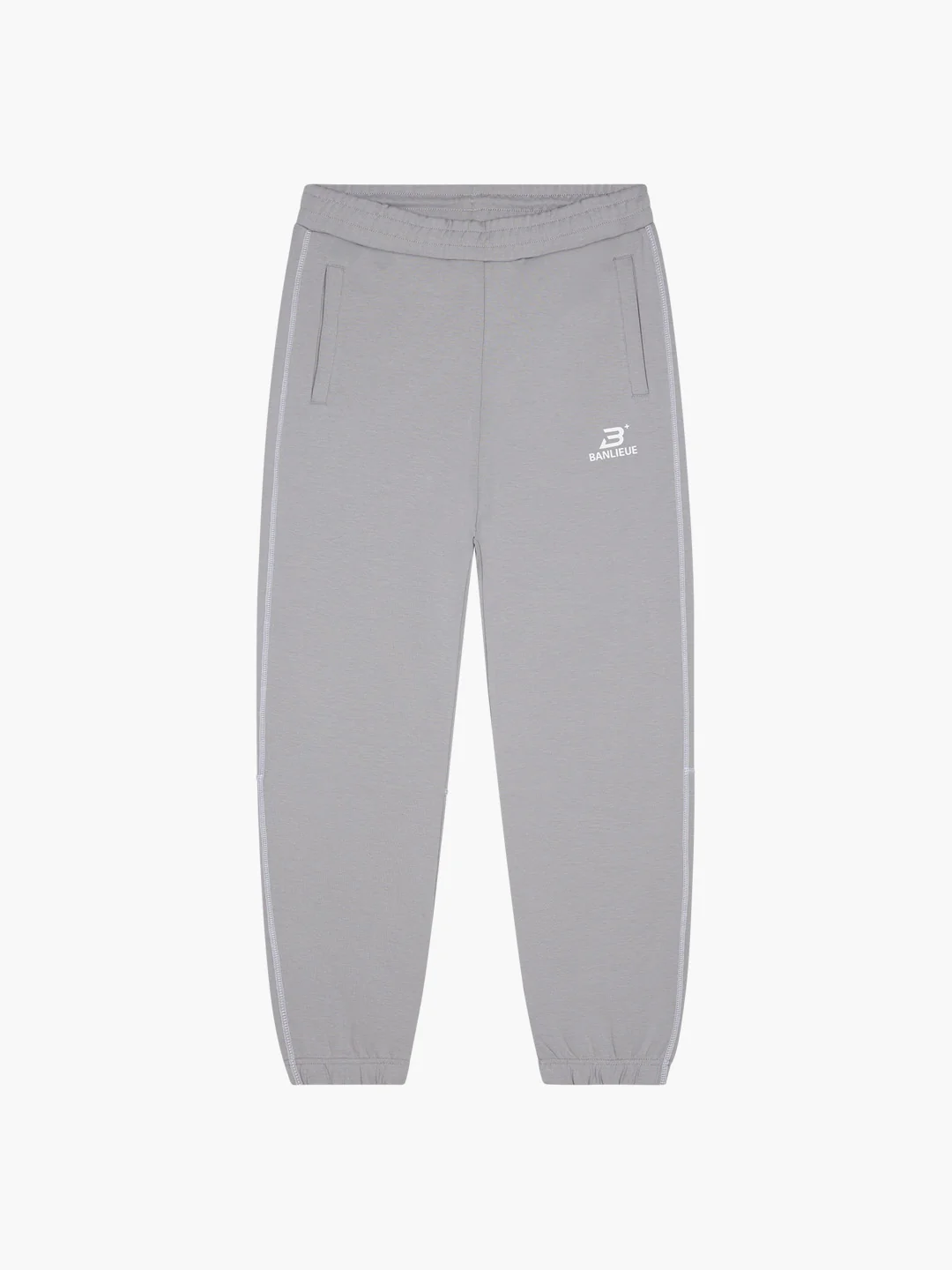 CONTRAST STITCH SWEATPANTS | ALLOY GREY / WHITE - Image 3